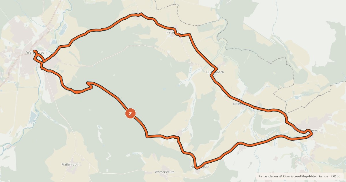 Kartenübersicht der Radroute Sibyllen-Radweg