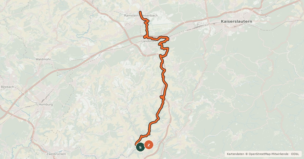 Kartenübersicht der Radroute Sickinger Mühlenradweg