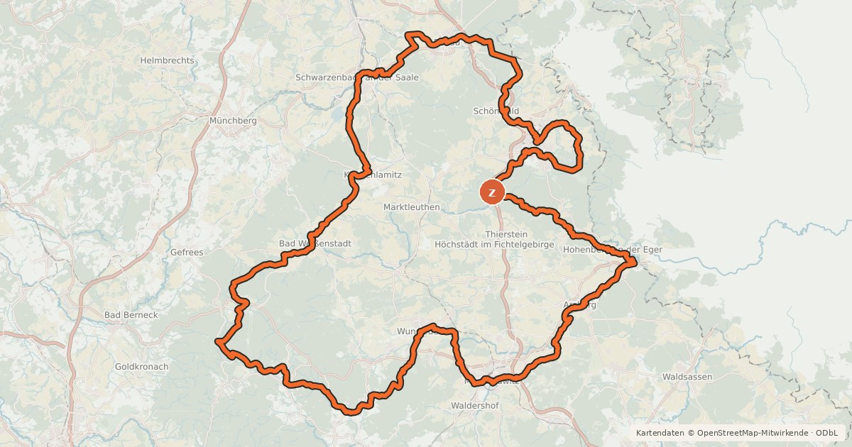 Kartenübersicht der Radroute Siebenstern-Radweg