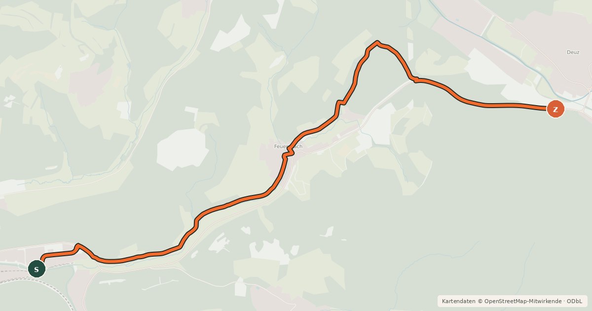 Kartenübersicht der Radroute Siegen (29) - (40) Netphen-Deuz