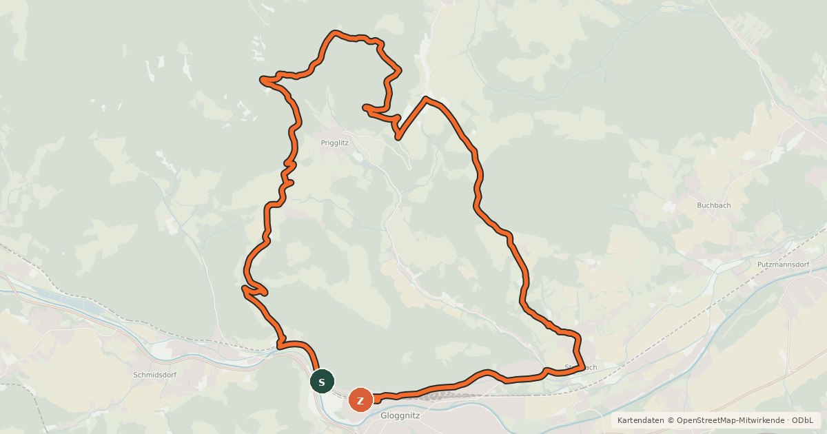 Kartenübersicht der Radroute Silbersbergstrecke