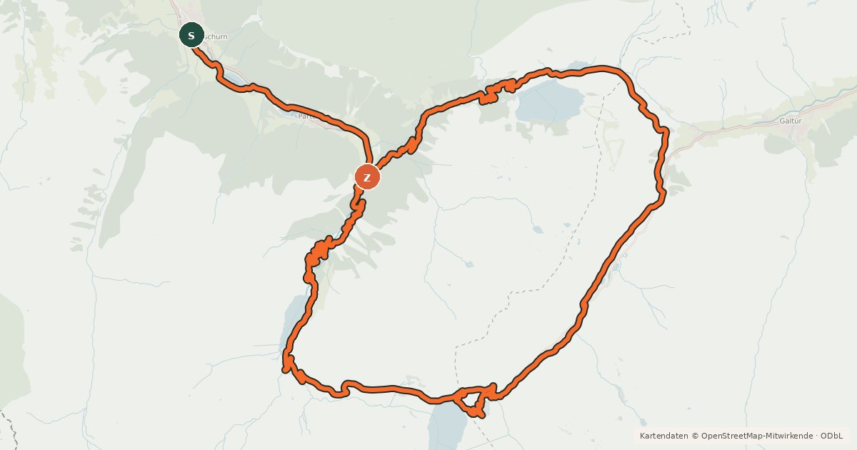 Kartenübersicht der Radroute Silvretta Rund Tour