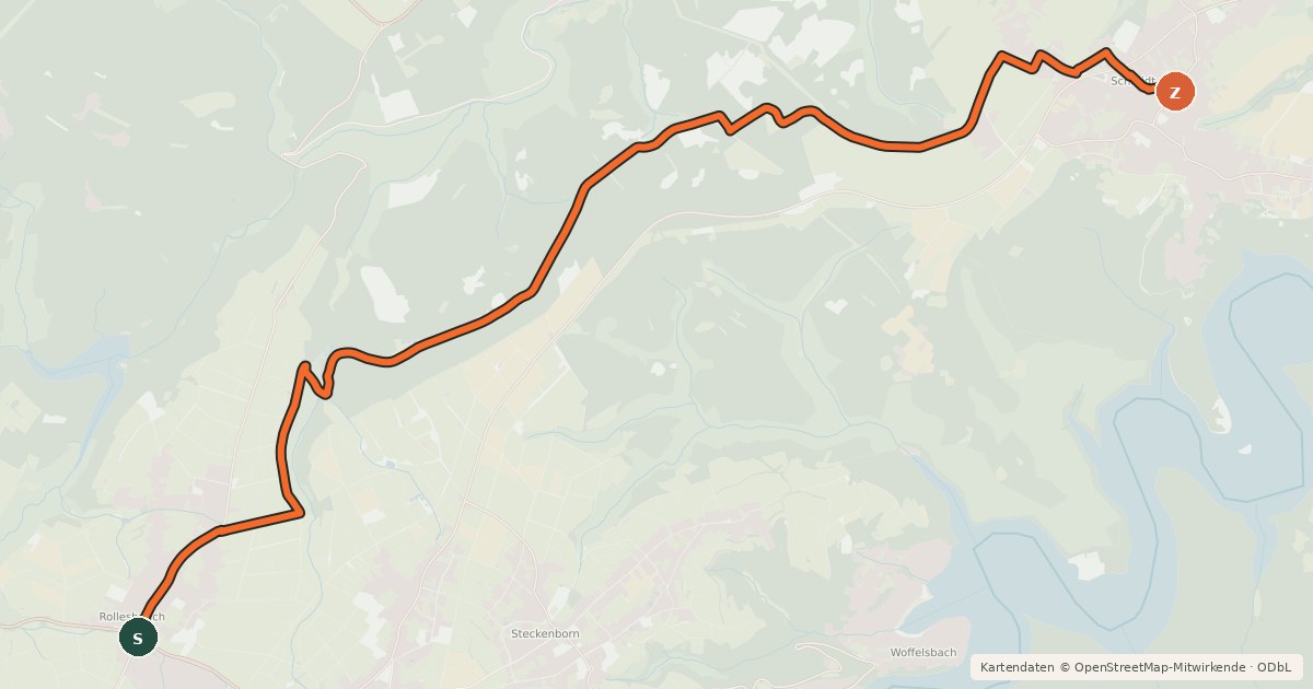 Kartenübersicht der Radroute Simmerath (19) - Nideggen (88)