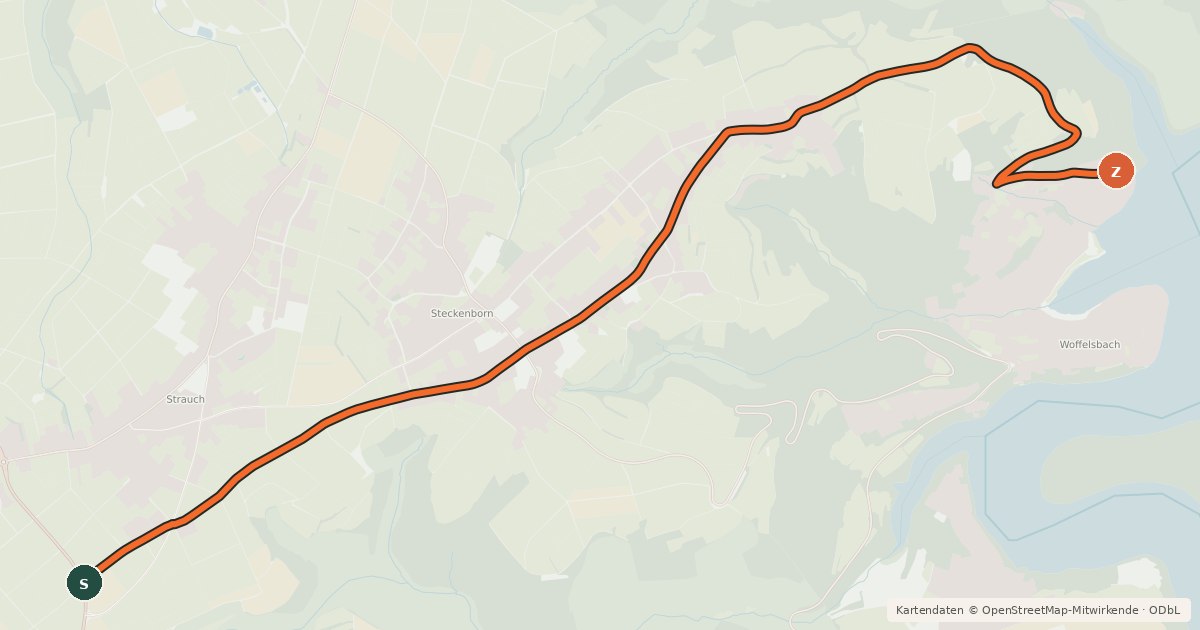 Kartenübersicht der Radroute Simmerath (20) - Simmerath (21)