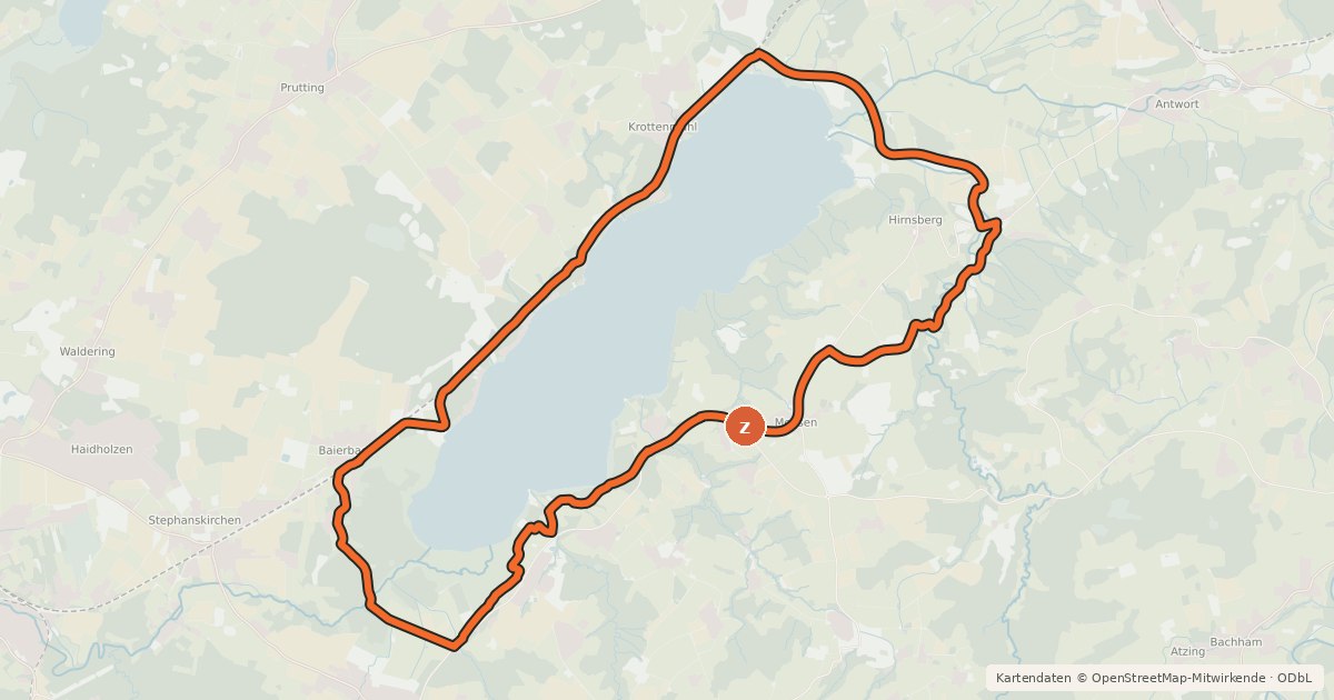 Kartenübersicht der Radroute Simssee Rundweg