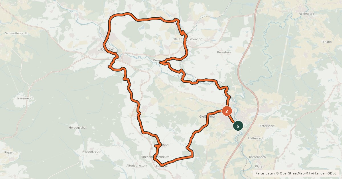 Kartenübersicht der Radroute Simultankirchen-Radweg Route 10