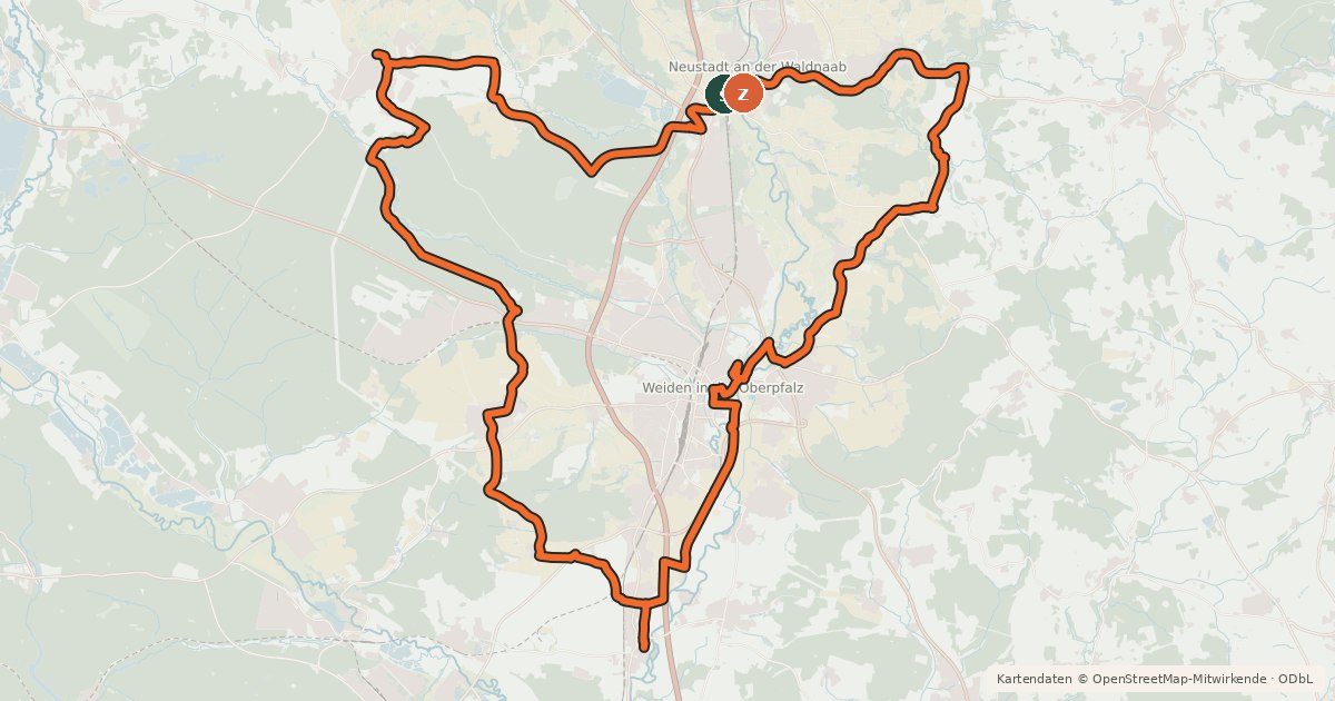 Kartenübersicht der Radroute Simultankirchen-Radweg Route 6
