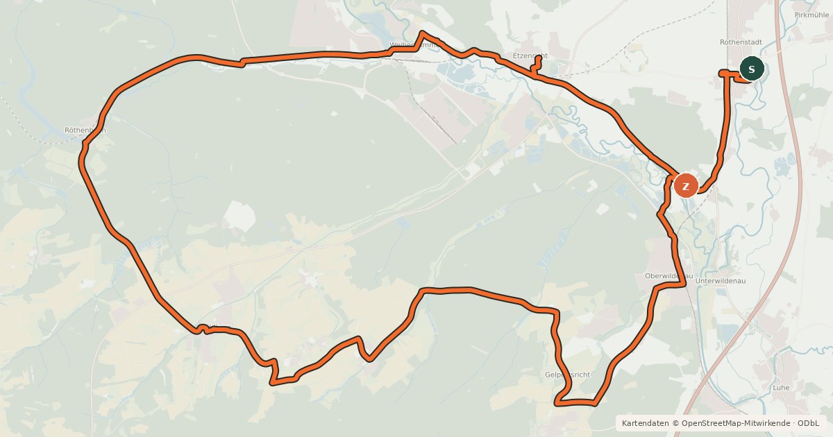 Kartenübersicht der Radroute Simultankirchen-Radweg Route 7