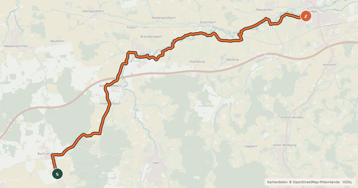 Kartenübersicht der Radroute Skulp Tour II