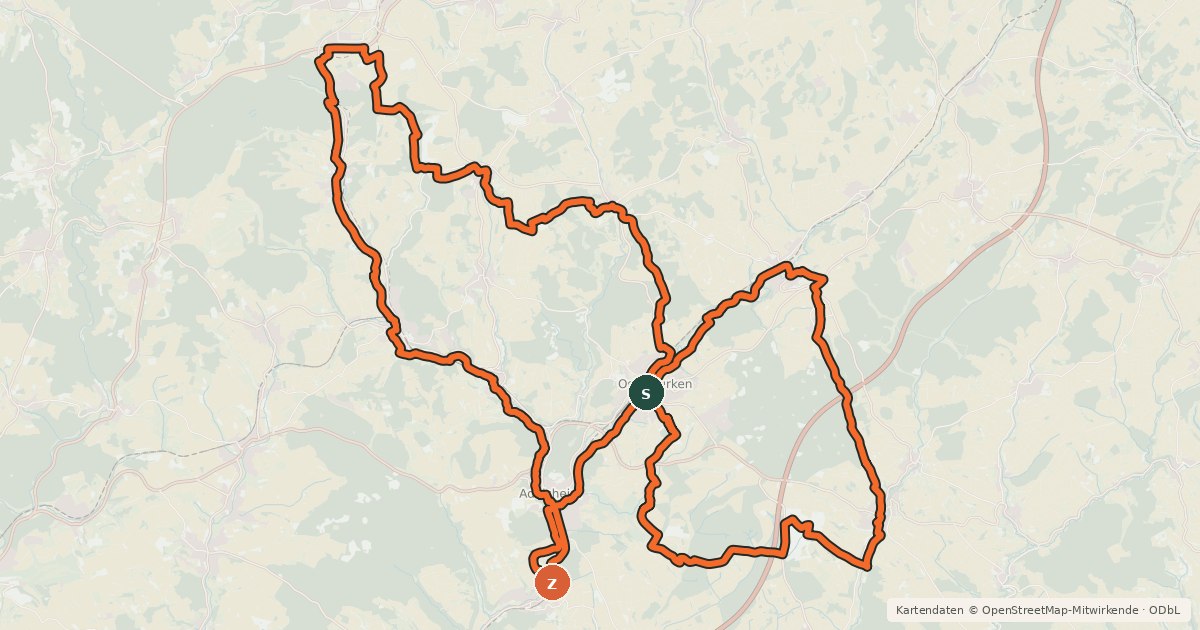 Kartenübersicht der Radroute Skulpturenradweg