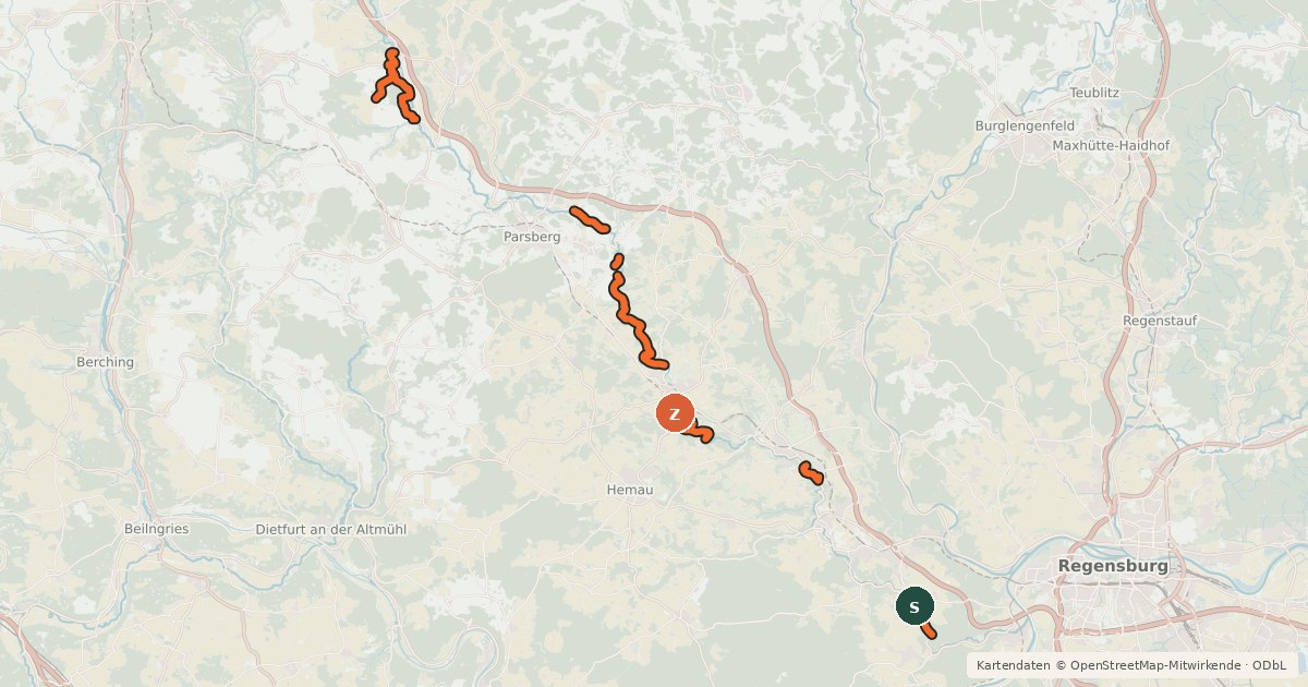 Kartenübersicht der Radroute SLa/MTB-Version