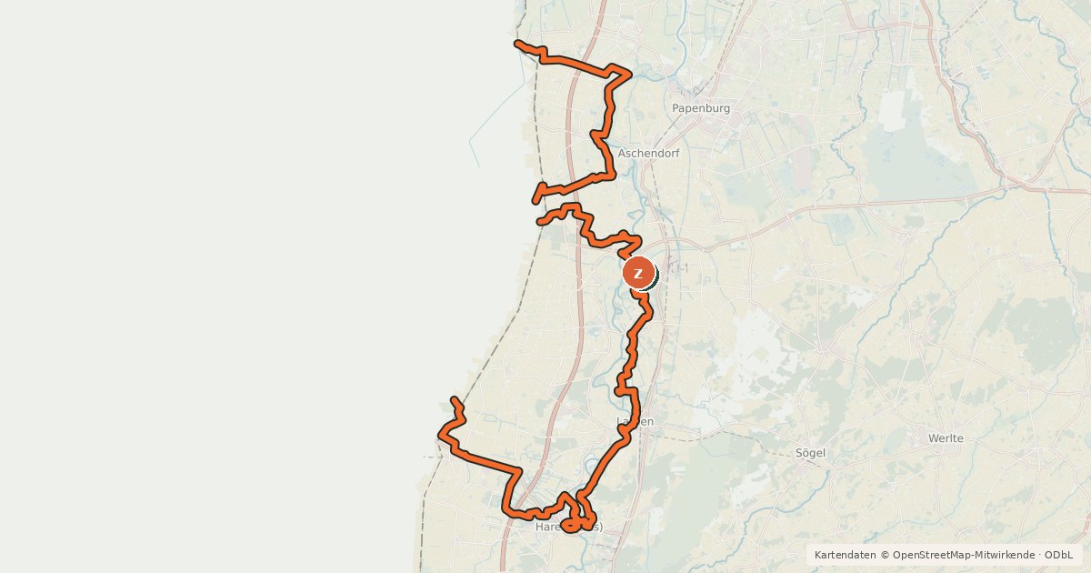 Kartenübersicht der Radroute Smokkelroute