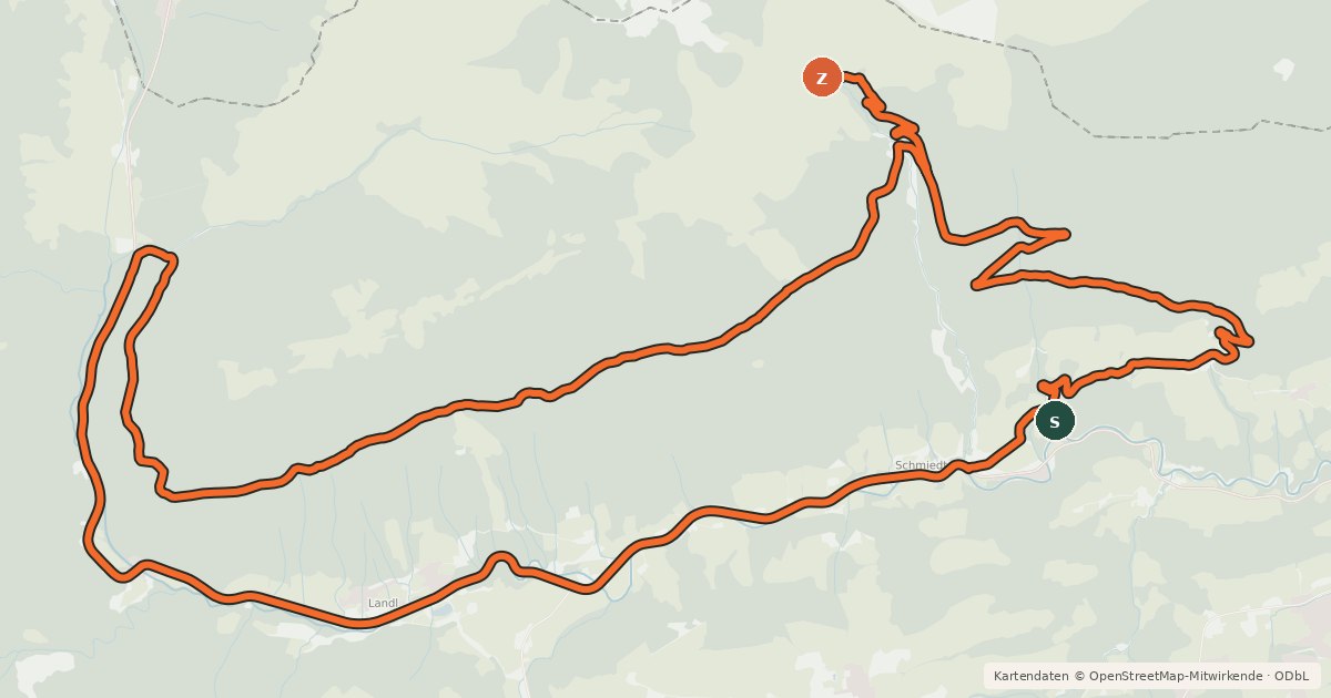 Kartenübersicht der Radroute Sonnbergtour