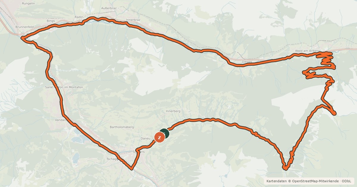 Kartenübersicht der Radroute Sonnenkopf Tour