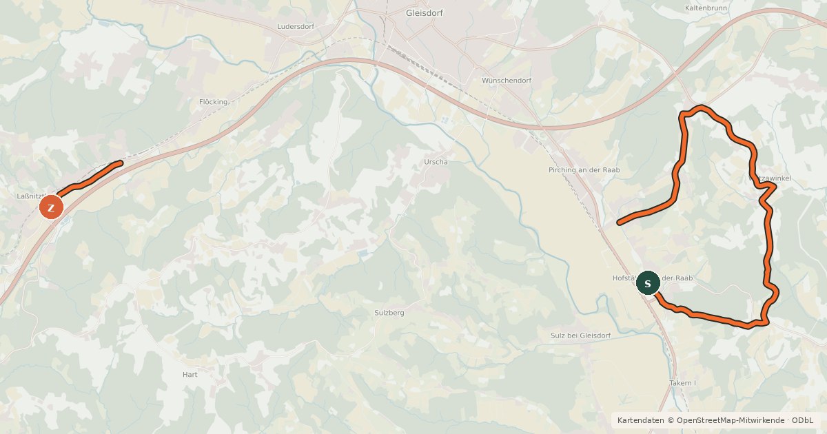 Kartenübersicht der Radroute Sonnentour, Alternativen