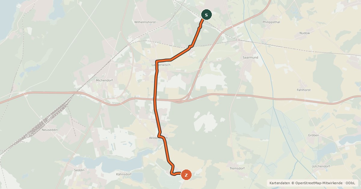 Kartenübersicht der Radroute Spargelroute