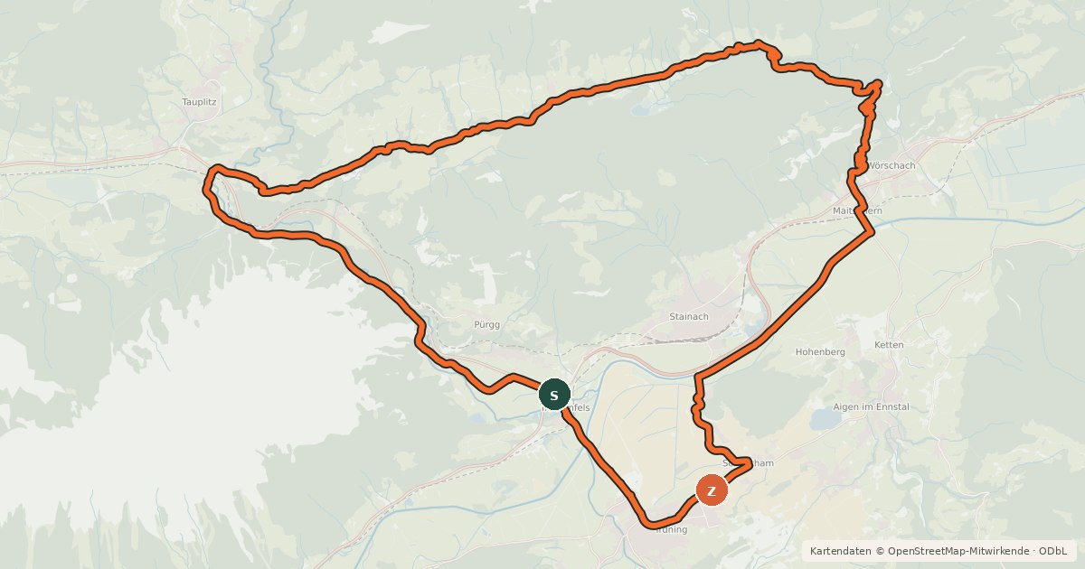 Kartenübersicht der Radroute Spechtensee-Runde