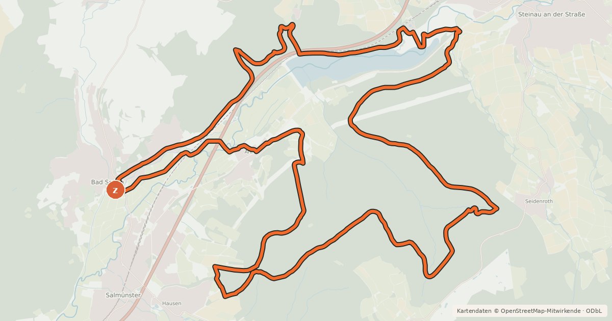 Kartenübersicht der Radroute Spessart Biken (10) - Duathlon Schleife