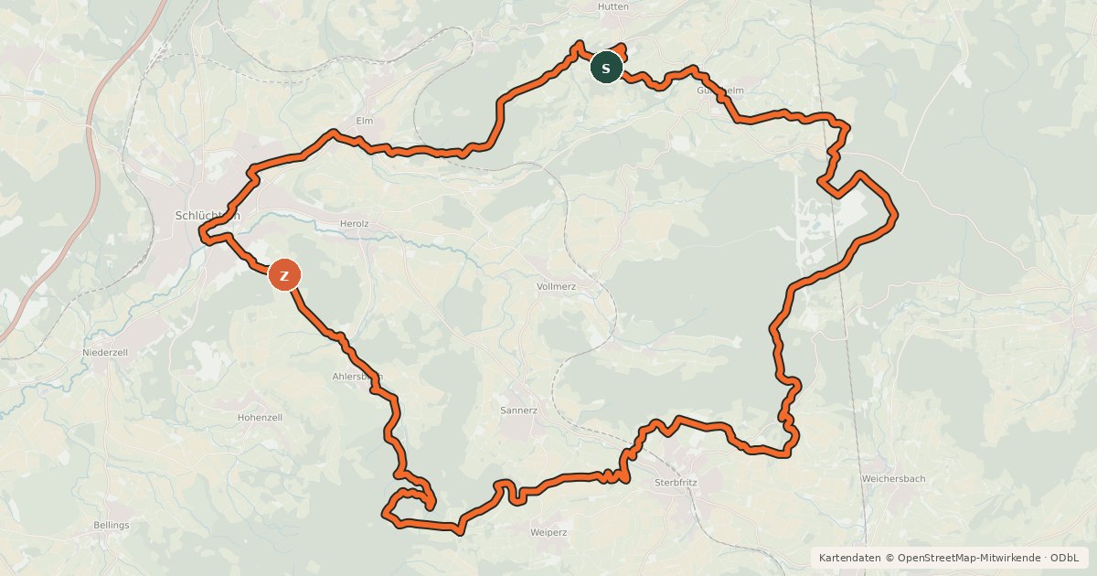 Kartenübersicht der Radroute Spessart Biken (13) - Brandensteinrunde