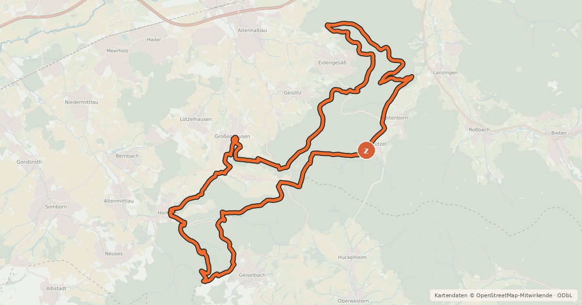 Kartenübersicht der Radroute Spessart Biken (20) - Gerichtswald-Pfade
