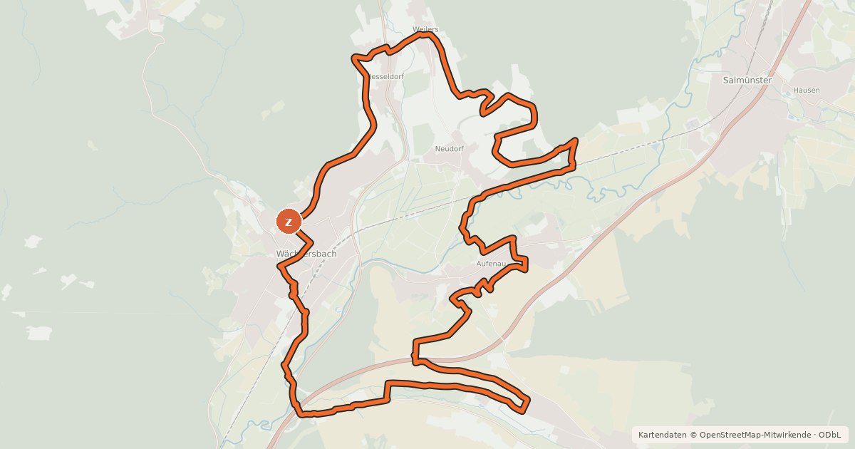 Kartenübersicht der Radroute Spessart Biken (8) - Panoramaweg