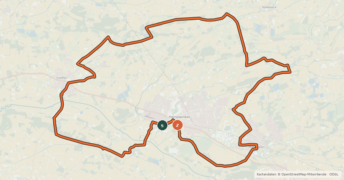 Kartenübersicht der Radroute Spökenkieker-Route