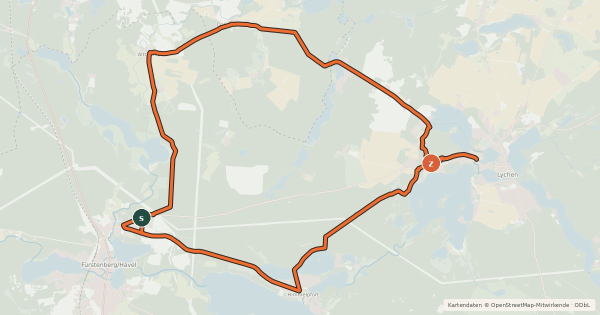 Kartenübersicht der Radroute Spurensuche-Rundweg