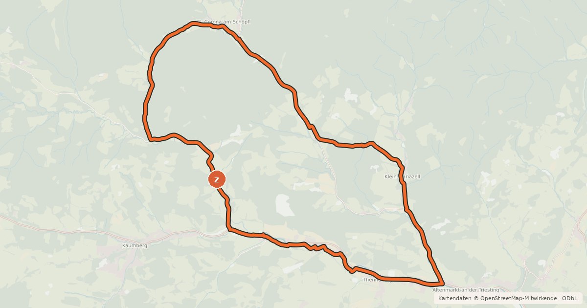 Kartenübersicht der Radroute St. Corona-Strecke