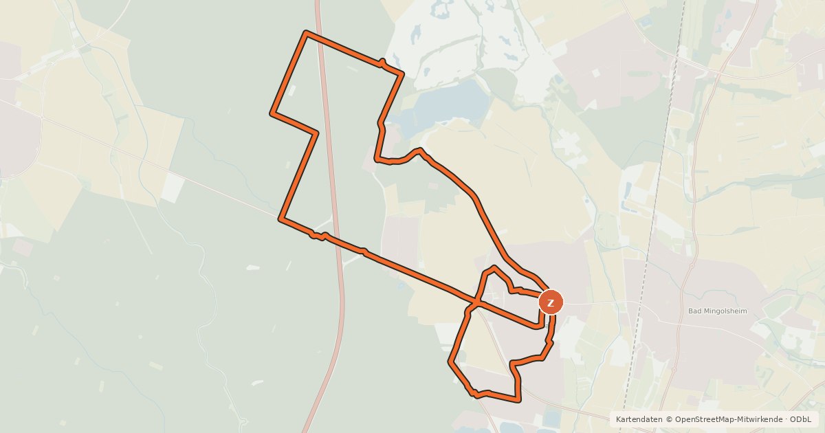 Kartenübersicht der Radroute St. Laurentius-Weg
