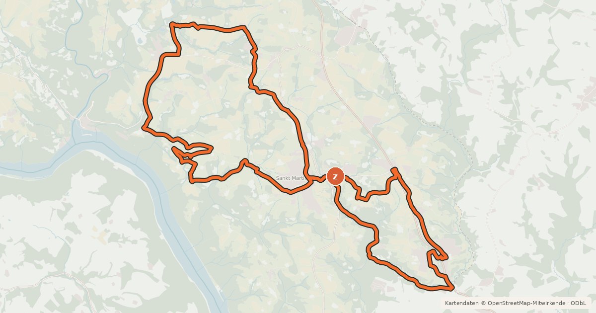 Kartenübersicht der Radroute St. Martin-Runde