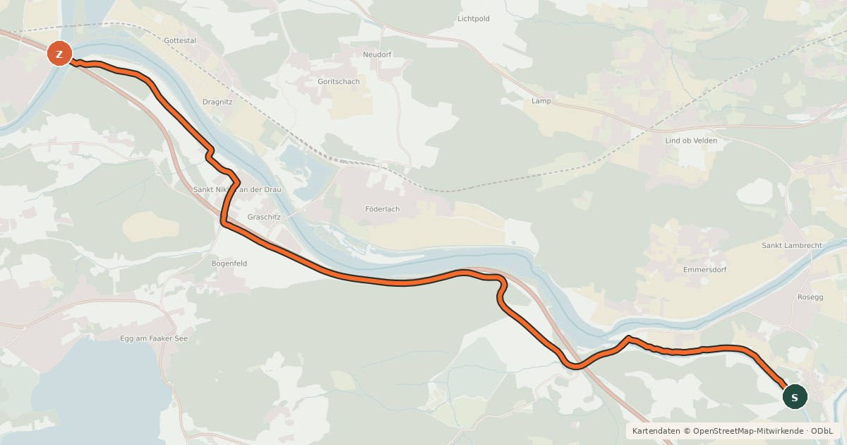 Kartenübersicht der Radroute St.Martinerweg