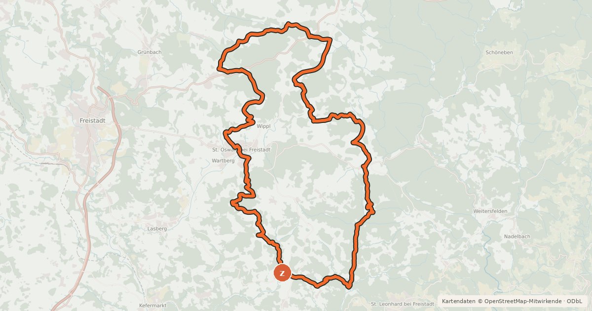 Kartenübersicht der Radroute St. Oswald Runde 2 (106)