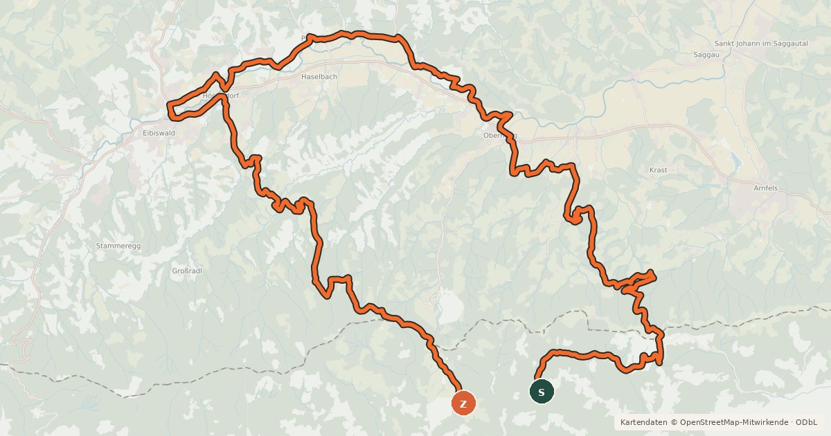 Kartenübersicht der Radroute St.Pongratzen - Kapla See