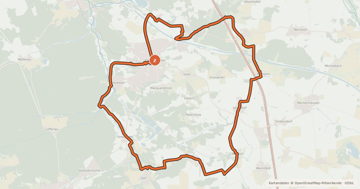 Kartenübersicht der Radroute Stadt Hilpoltstein 1