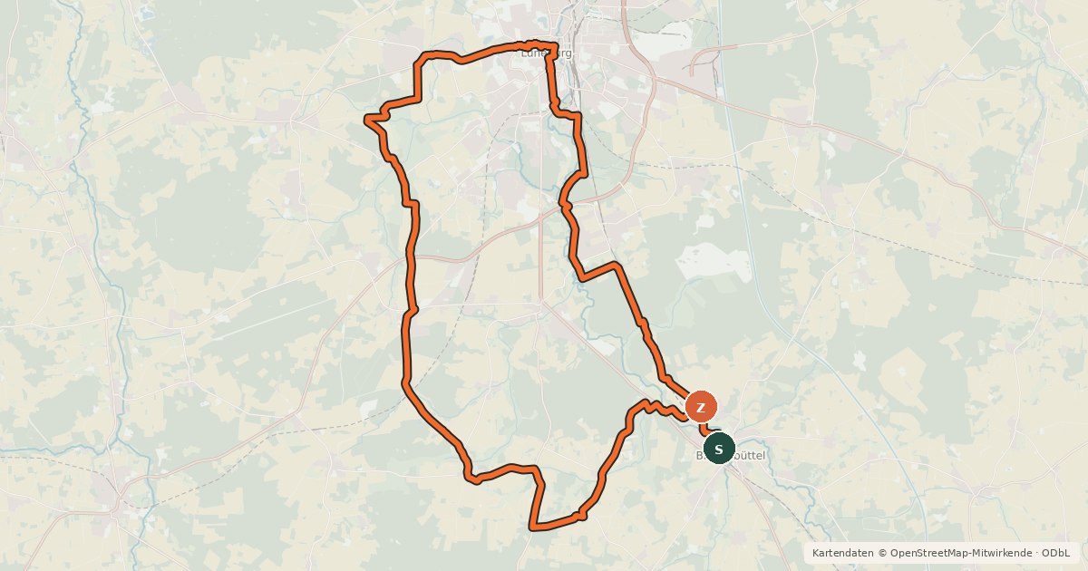 Kartenübersicht der Radroute Stadt-Land-Fluss