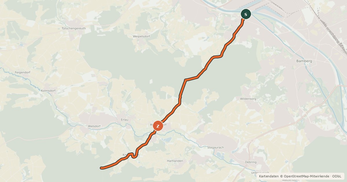 Kartenübersicht der Radroute Stadt Land Fluss Tour