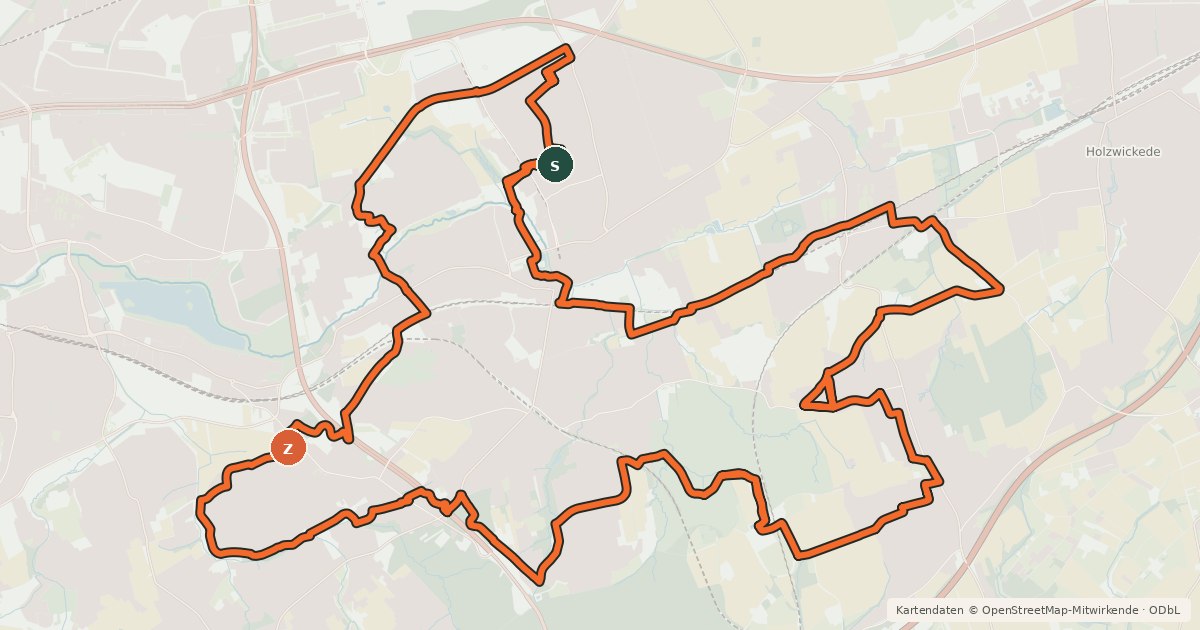 Kartenübersicht der Radroute Stadtbezirk-Aplerbeck-Rundtour