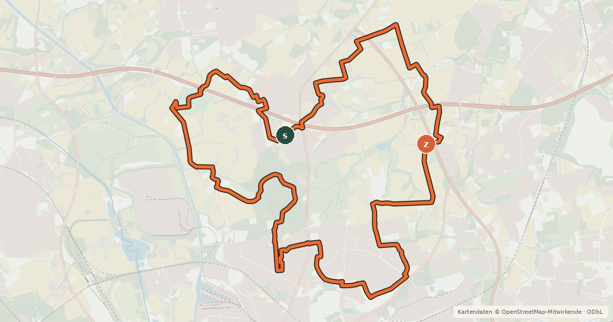 Kartenübersicht der Radroute Stadtbezirk-Eving-Rundtour