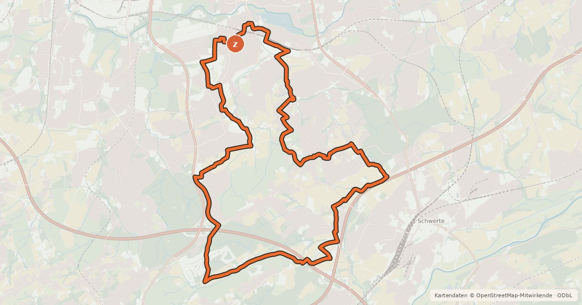 Kartenübersicht der Radroute Stadtbezirk-Hörde-Rundtour