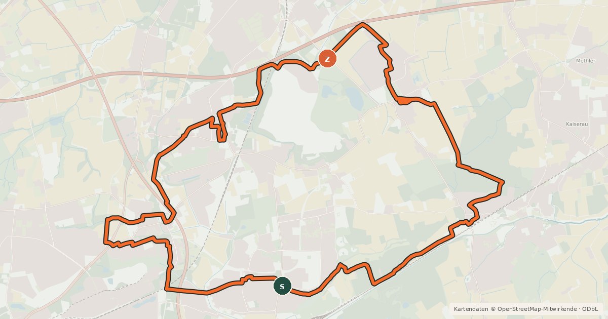 Kartenübersicht der Radroute Stadtbezirk-Scharnhorst-Rundtour