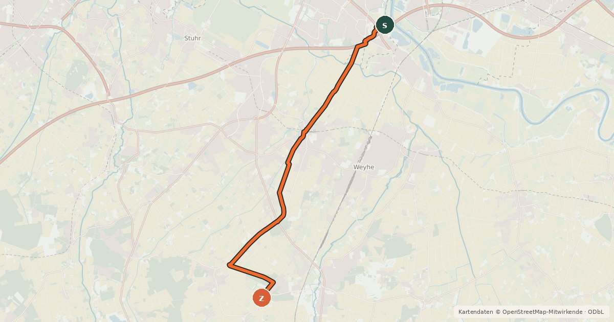 Kartenübersicht der Radroute StadtLandFluss