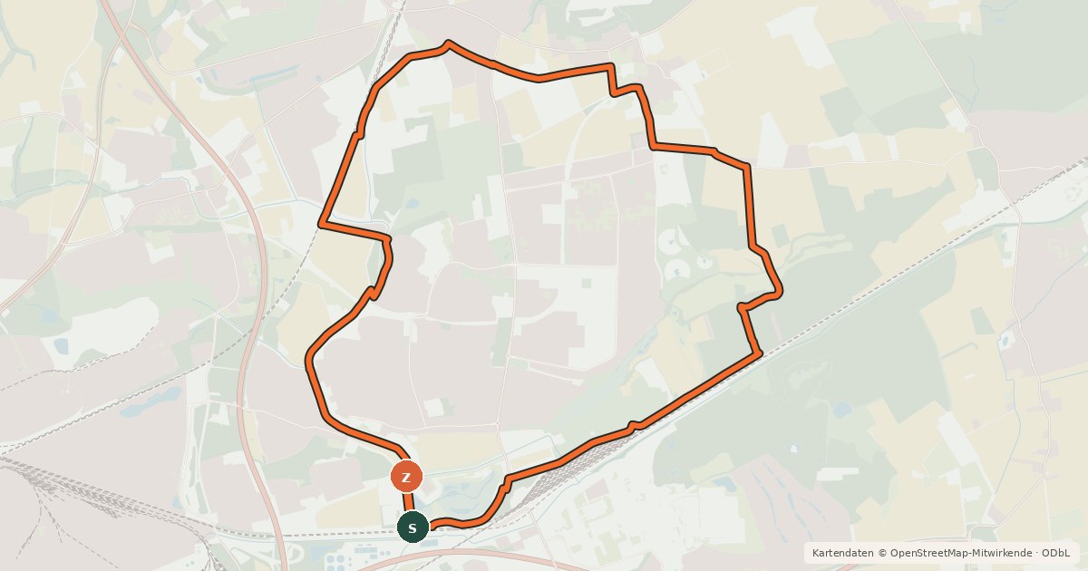 Kartenübersicht der Radroute Stadtteil-Scharnhorst-Rundtour