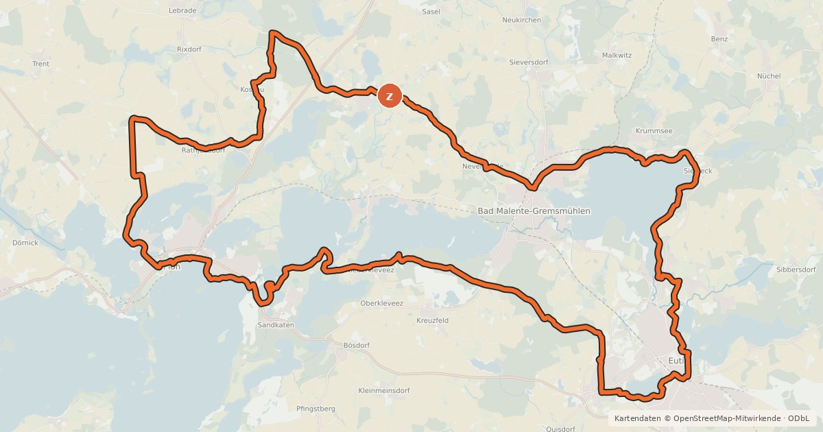 Kartenübersicht der Radroute Städtchen-Tour