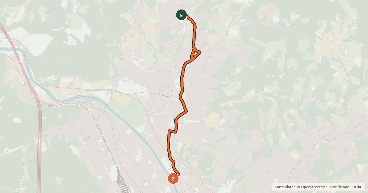 Kartenübersicht der Radroute Stattegger Radweg