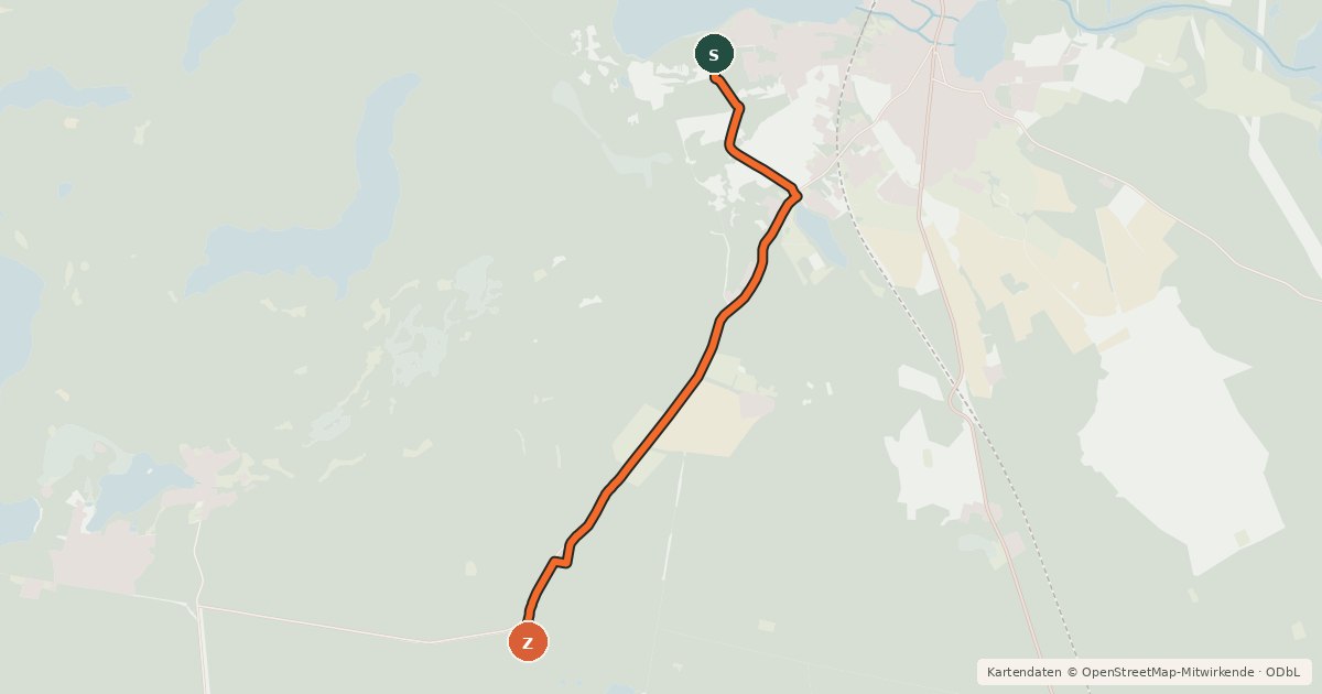 Kartenübersicht der Radroute Stechlin (31) - Fürstenberg (49)