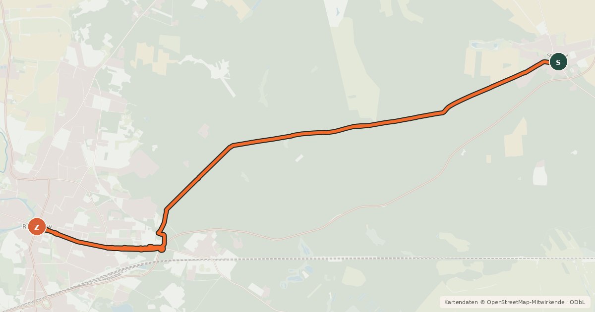 Kartenübersicht der Radroute Stechow (34) - 50