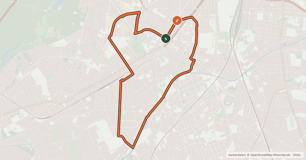 Kartenübersicht der Radroute Steglitz Route