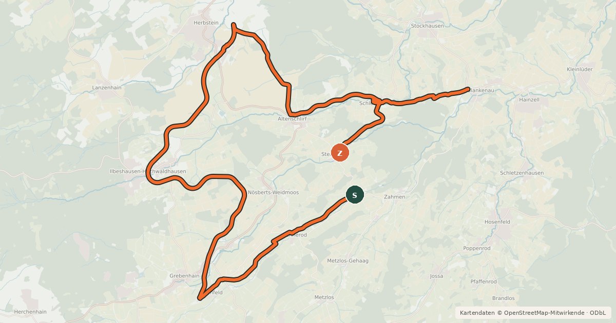 Kartenübersicht der Radroute Steigertal-Tour