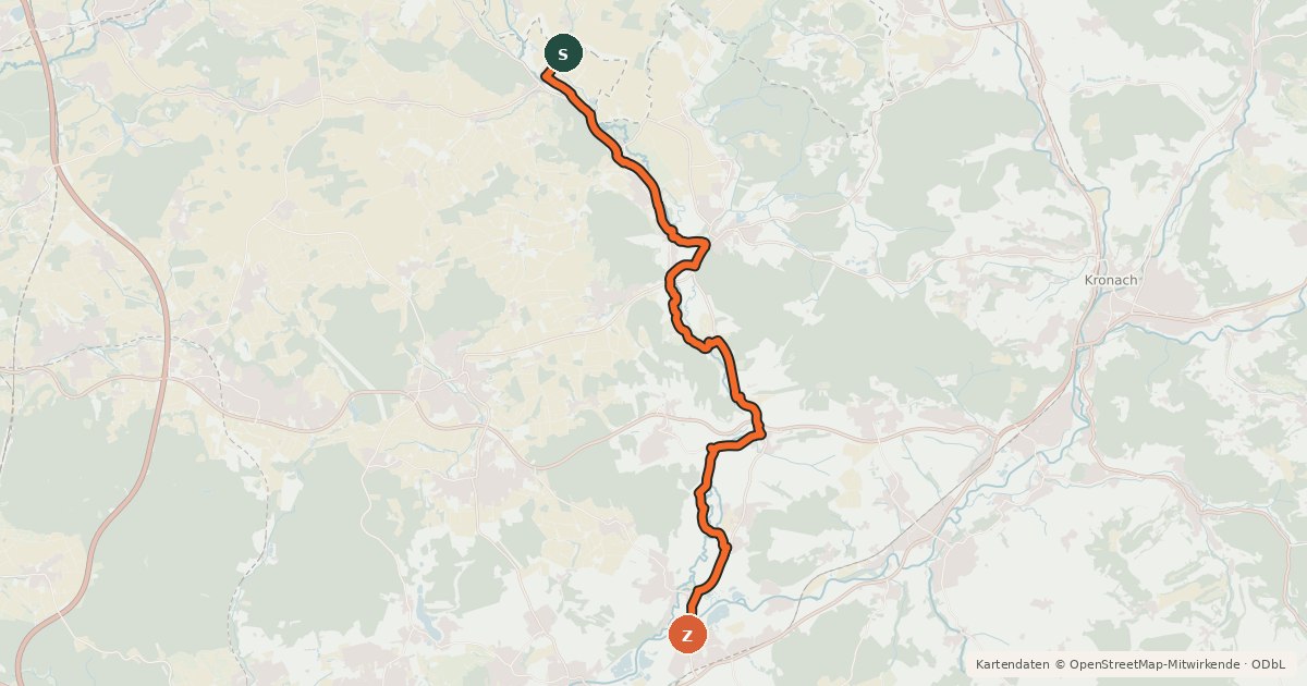 Kartenübersicht der Radroute Steinachtalradweg