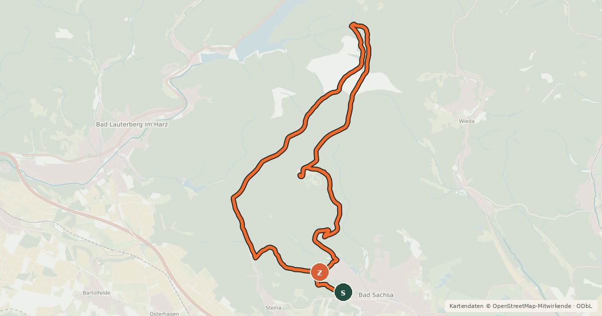 Kartenübersicht der Radroute Steinaer Bachtour BS2